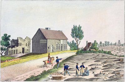 Die Belle Alliance Farm nach der Schlacht von Waterloo, 18. Juni 1815 von Friedrich Fleischmann